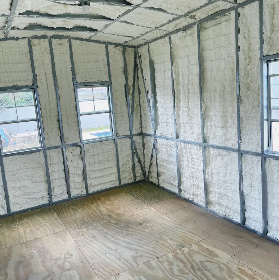 Closed-cell spray foam insulation applied to wall cavities in a residential project in Fort Pierce
